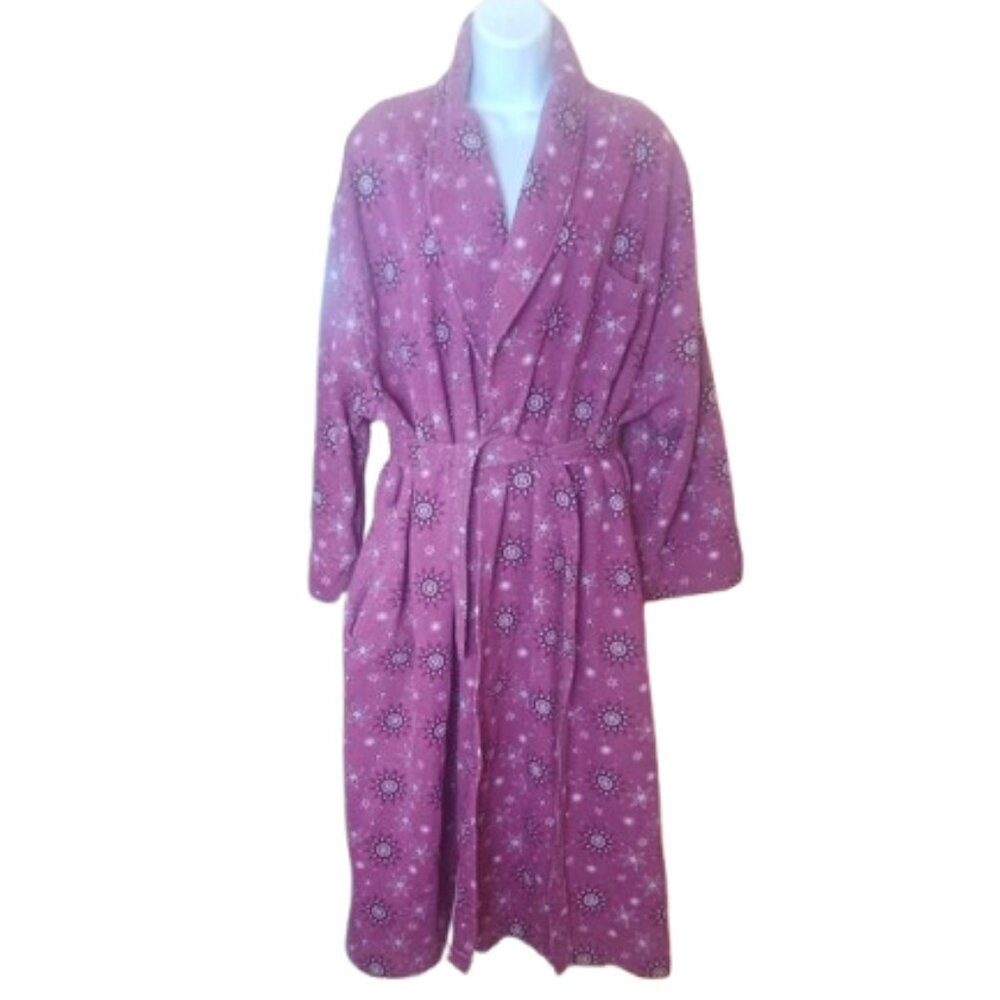 Long Purplish Pink Belted Robe Fits 1X - 2X
